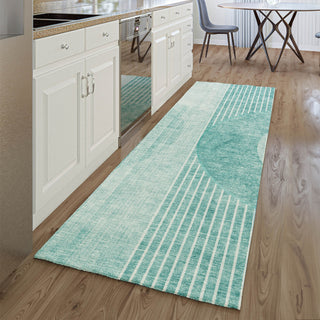 Piper Looms Mayfield Modern AMF676 Teal Machine Washable Area Rug Runner Lifestyle Image Feature