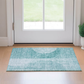 Piper Looms Mayfield Modern AMF676 Teal Machine Washable Area Rug Scatter Lifestyle Image Feature