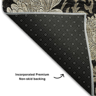 Piper Looms Mayfield Floral AMF677 Black Machine Washable Area Rug Backing Image