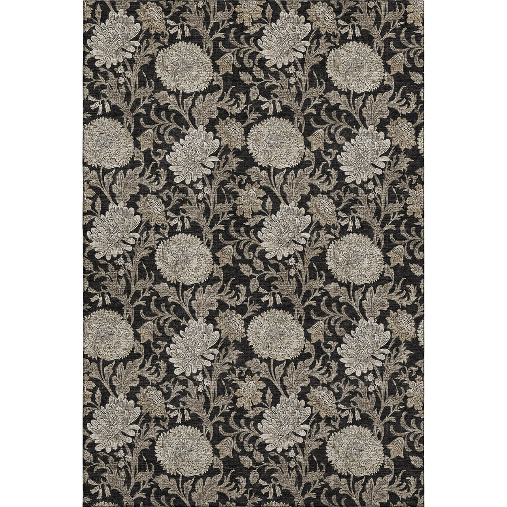 Piper Looms Mayfield Floral AMF677 Black Machine Washable Area Rug main image