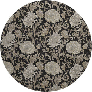 Piper Looms Mayfield Floral AMF677 Black Machine Washable Area Rug Round Main Image