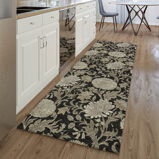 Piper Looms Mayfield Floral AMF677 Black Machine Washable Area Rug Runner Lifestyle Image Feature