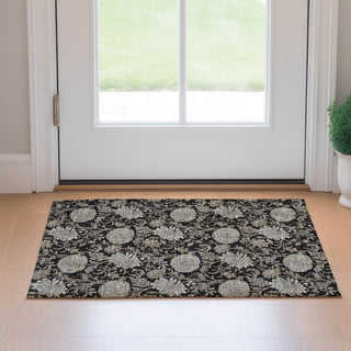Piper Looms Mayfield Floral AMF677 Black Machine Washable Area Rug Scatter Lifestyle Image Feature