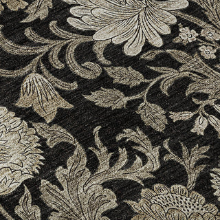 Piper Looms Mayfield Floral AMF677 Black Machine Washable Area Rug Swatch Image