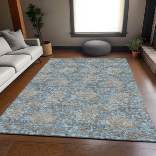 Piper Looms Mayfield Floral AMF677 Blue Machine Washable Area Rug Lifestyle Image Feature