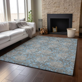 Piper Looms Mayfield Floral AMF677 Blue Machine Washable Area Rug Lifestyle Image Feature