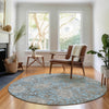 Piper Looms Mayfield Floral AMF677 Blue Machine Washable Area Rug Round Lifestyle Image Feature