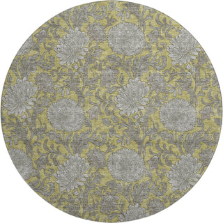 Piper Looms Mayfield Floral AMF677 Gold Machine Washable Area Rug Round Main Image