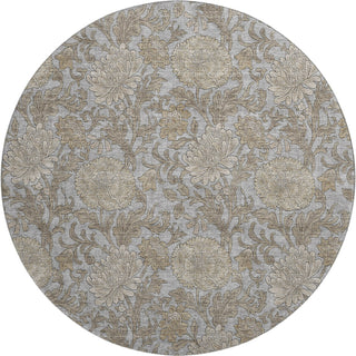 Piper Looms Mayfield Floral AMF677 Gray Machine Washable Area Rug Round Main Image