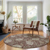 Piper Looms Mayfield Floral AMF677 Merlot Machine Washable Area Rug Round Lifestyle Image Feature