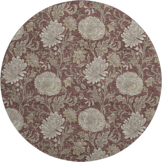 Piper Looms Mayfield Floral AMF677 Merlot Machine Washable Area Rug Round Main Image