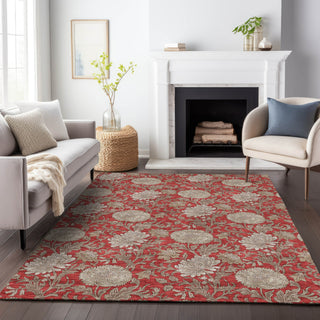 Piper Looms Mayfield Floral AMF677 Red Machine Washable Area Rug Lifestyle Image Feature