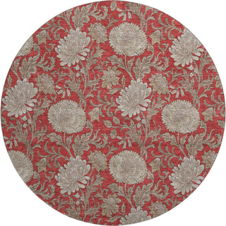 Piper Looms Mayfield Floral AMF677 Red Machine Washable Area Rug Round Main Image