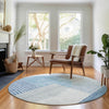 Piper Looms Mayfield Modern AMF678 Blue Machine Washable Area Rug Round Lifestyle Image Feature