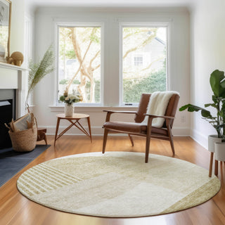 Piper Looms Mayfield Modern AMF678 Brown Machine Washable Area Rug Round Lifestyle Image Feature