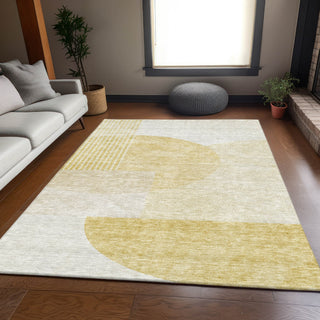 Piper Looms Mayfield Modern AMF678 Gold Machine Washable Area Rug Lifestyle Image Feature