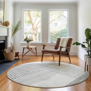 Piper Looms Mayfield Modern AMF678 Gray Machine Washable Area Rug Round Lifestyle Image Feature