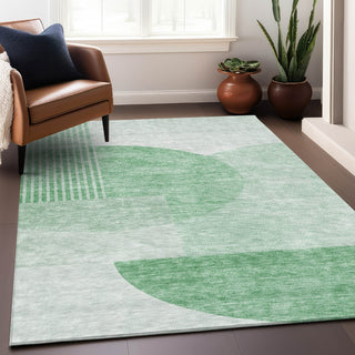 Piper Looms Mayfield Modern AMF678 Green Machine Washable Area Rug Lifestyle Image Feature