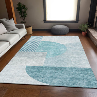 Piper Looms Mayfield Modern AMF678 Teal Machine Washable Area Rug Lifestyle Image Feature