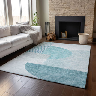 Piper Looms Mayfield Modern AMF678 Teal Machine Washable Area Rug Lifestyle Image Feature