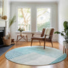 Piper Looms Mayfield Modern AMF678 Teal Machine Washable Area Rug Round Lifestyle Image Feature
