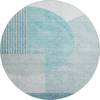 Piper Looms Mayfield Modern AMF678 Teal Machine Washable Area Rug Round Main Image
