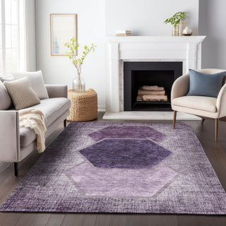 Piper Looms Mayfield Geometric AMF679 Eggplant Machine Washable Area Rug Lifestyle Image Feature