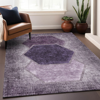Piper Looms Mayfield Geometric AMF679 Eggplant Machine Washable Area Rug Lifestyle Image Feature
