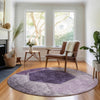 Piper Looms Mayfield Geometric AMF679 Eggplant Machine Washable Area Rug Round Lifestyle Image Feature