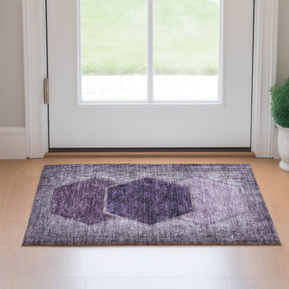 Piper Looms Mayfield Geometric AMF679 Eggplant Machine Washable Area Rug Scatter Lifestyle Image Feature
