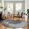 Piper Looms Mayfield Geometric AMF679 Gray Machine Washable Area Rug Round Lifestyle Image Feature
