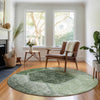 Piper Looms Mayfield Geometric AMF679 Olive Machine Washable Area Rug Round Lifestyle Image Feature