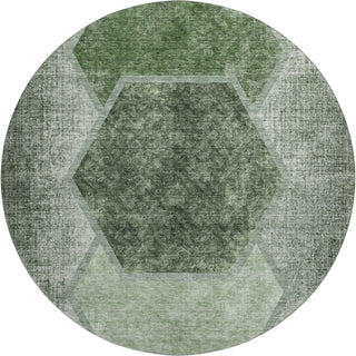Piper Looms Mayfield Geometric AMF679 Olive Machine Washable Area Rug Round Main Image