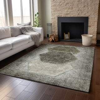 Piper Looms Mayfield Geometric AMF679 Taupe Machine Washable Area Rug Lifestyle Image Feature