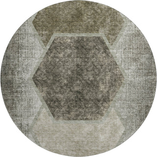 Piper Looms Mayfield Geometric AMF679 Taupe Machine Washable Area Rug Round Main Image