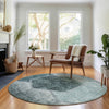 Piper Looms Mayfield Geometric AMF679 Teal Machine Washable Area Rug Round Lifestyle Image Feature
