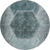 Piper Looms Mayfield Geometric AMF679 Teal Machine Washable Area Rug Round Main Image