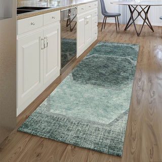 Piper Looms Mayfield Geometric AMF679 Teal Machine Washable Area Rug Runner Lifestyle Image Feature