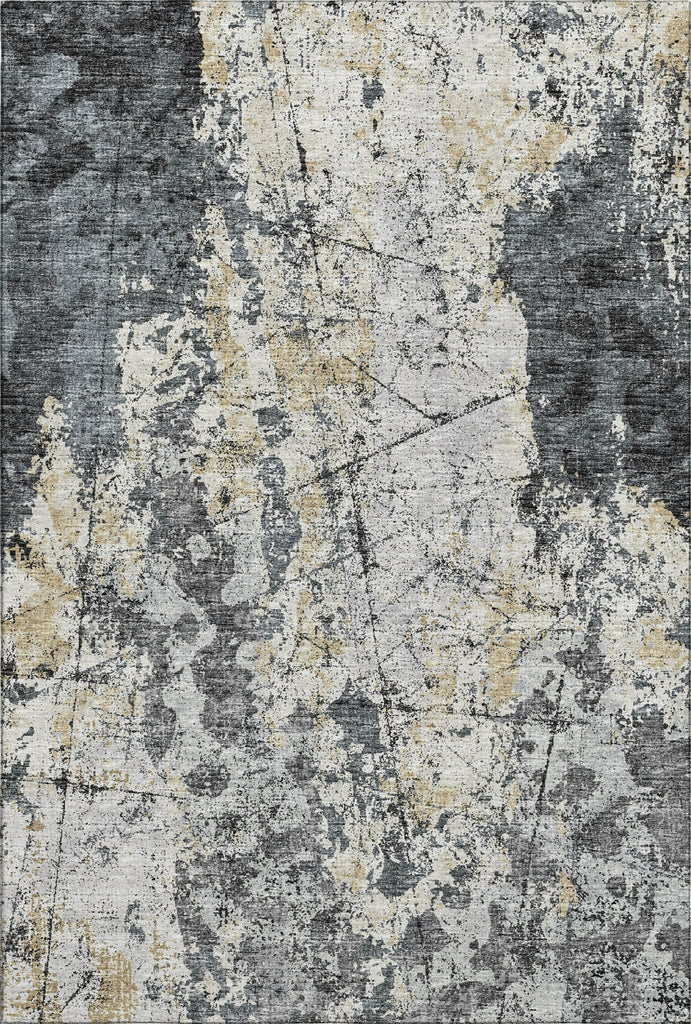 Piper Looms Mayfield Soft Abstract AMF68 Black Machine Washable Area Rug main image