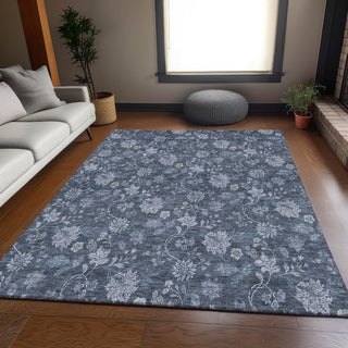 Piper Looms Mayfield Floral AMF680 Blue Machine Washable Area Rug Lifestyle Image Feature