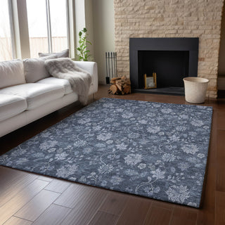 Piper Looms Mayfield Floral AMF680 Blue Machine Washable Area Rug Lifestyle Image Feature