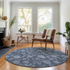 Piper Looms Mayfield Floral AMF680 Blue Machine Washable Area Rug Round Lifestyle Image Feature