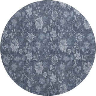 Piper Looms Mayfield Floral AMF680 Blue Machine Washable Area Rug Round Main Image