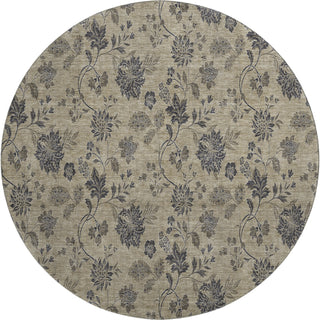 Piper Looms Mayfield Floral AMF680 Brown Machine Washable Area Rug Round Main Image