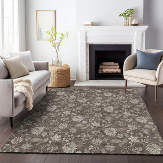 Piper Looms Mayfield Floral AMF680 Chocolate Machine Washable Area Rug Lifestyle Image Feature