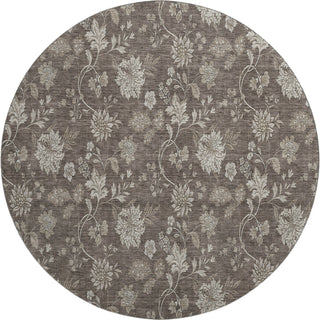 Piper Looms Mayfield Floral AMF680 Chocolate Machine Washable Area Rug Round Main Image