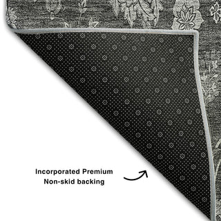 Piper Looms Mayfield Floral AMF680 Gray Machine Washable Area Rug Backing Image