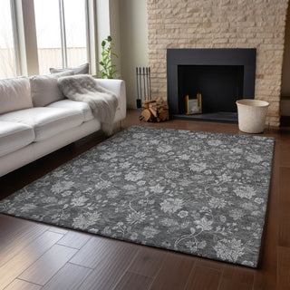 Piper Looms Mayfield Floral AMF680 Gray Machine Washable Area Rug Lifestyle Image Feature