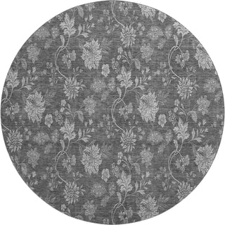 Piper Looms Mayfield Floral AMF680 Gray Machine Washable Area Rug Round Main Image