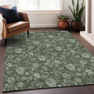Piper Looms Mayfield Floral AMF680 Olive Machine Washable Area Rug Lifestyle Image Feature